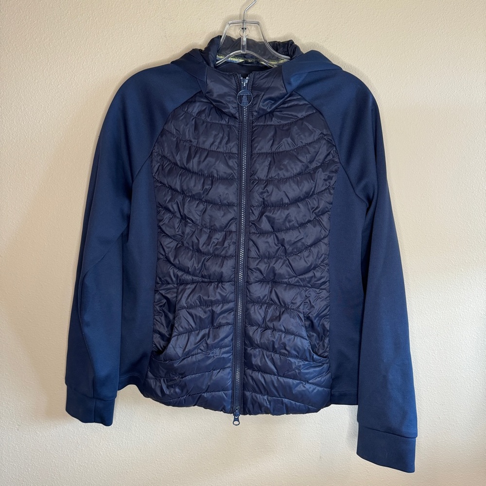 Barbour Carnaby Sweat Jacket Metallic Blue. Size 8